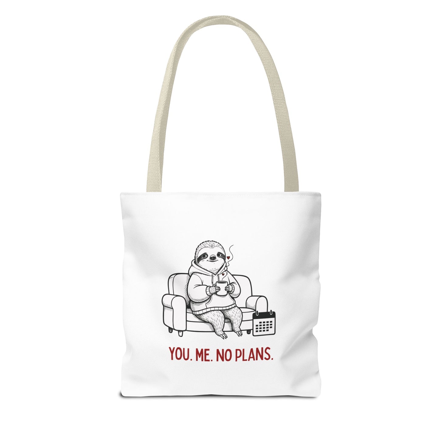 Funny Valentine’s Day Gift Tote Bag “You. Me. No Plans.” | Sloth Tote for Introverts