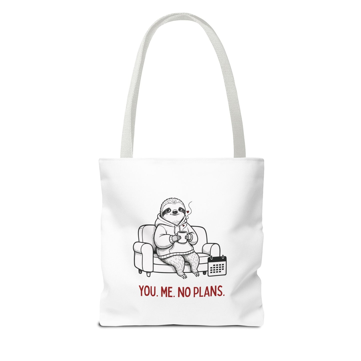 Funny Valentine’s Day Gift Tote Bag “You. Me. No Plans.” | Sloth Tote for Introverts