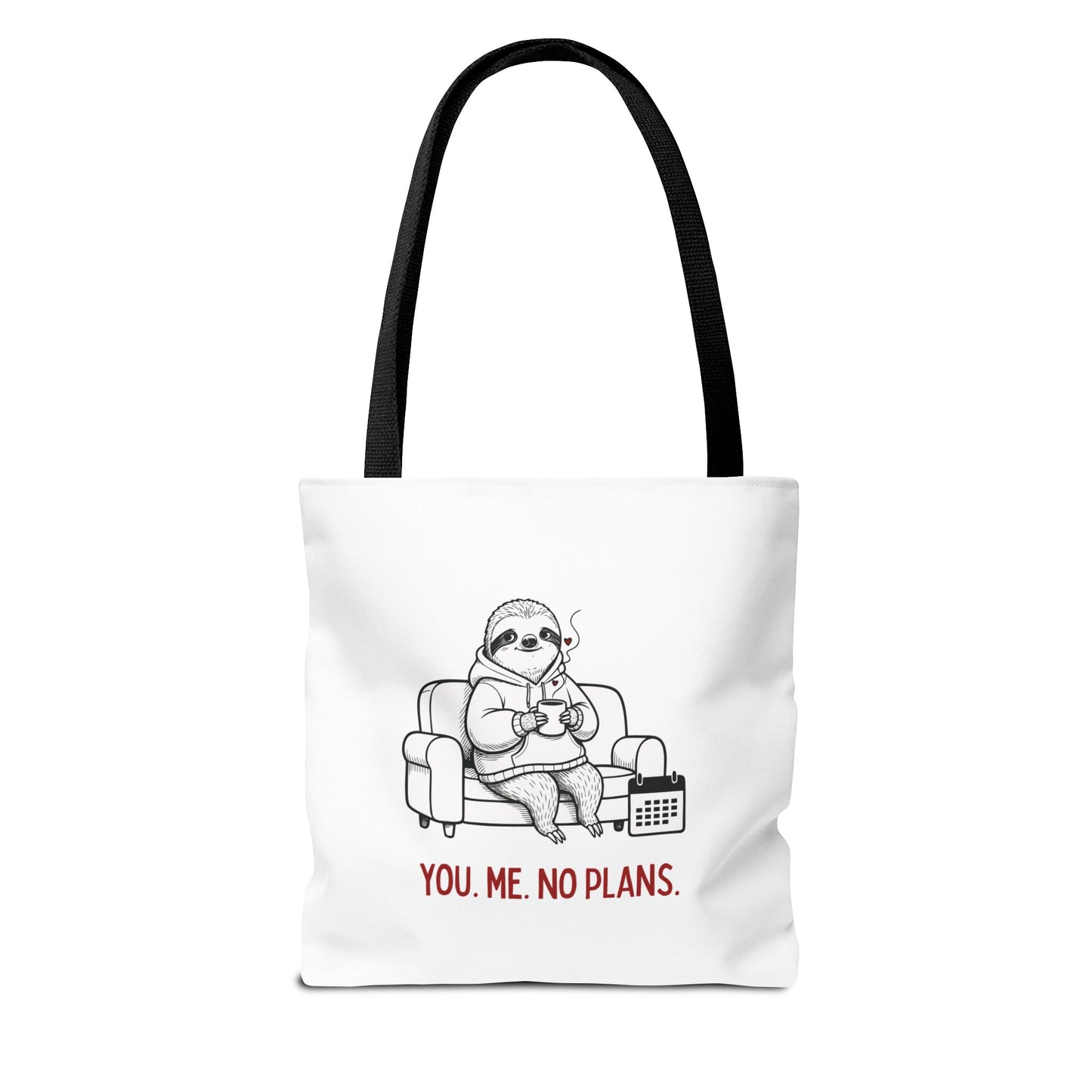 Funny Valentine’s Day Gift Tote Bag “You. Me. No Plans.” | Sloth Tote for Introverts
