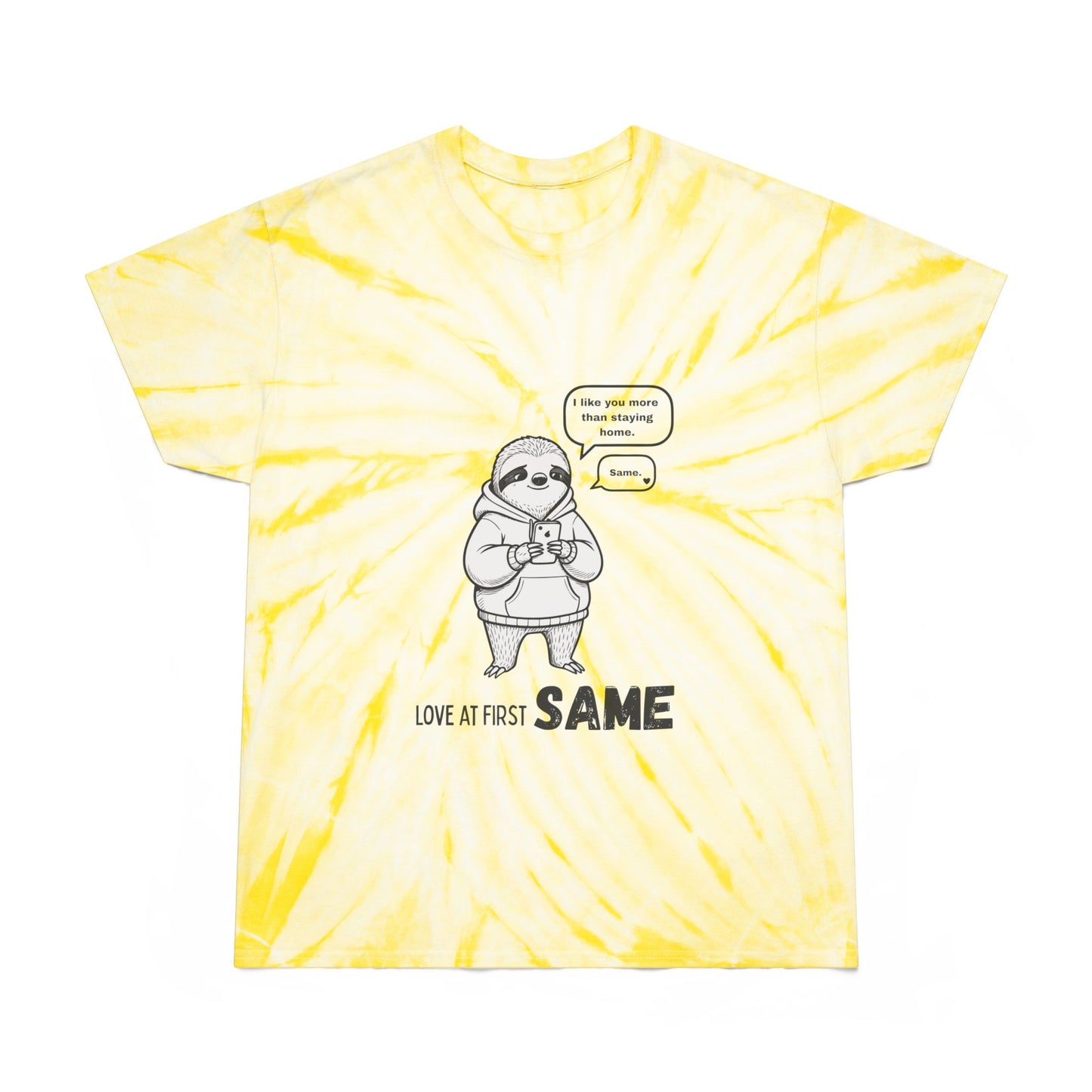 Funny Valentine’s Day Tie-Dye T-Shirt for Introverts | Love at First Same Sloth Tee