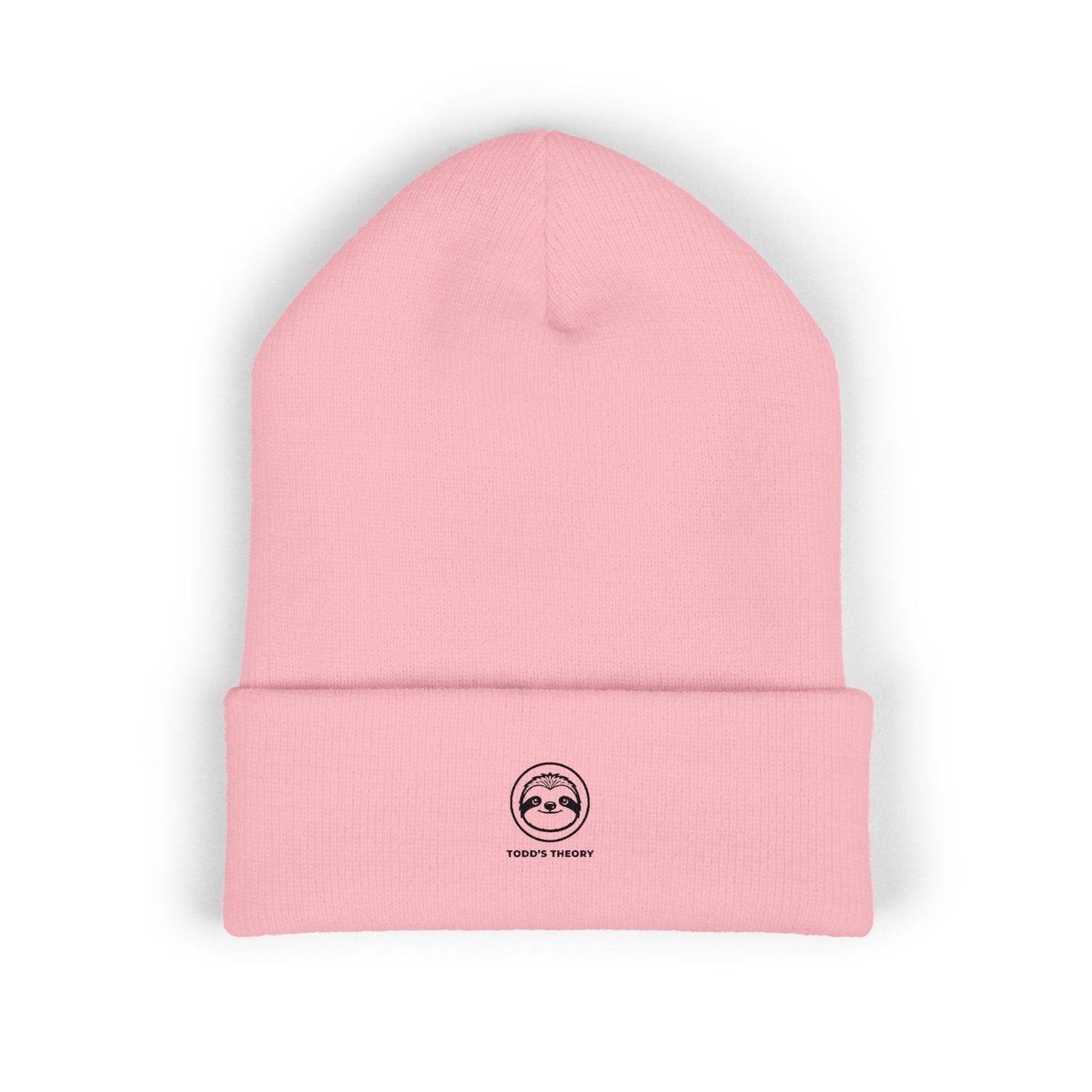 Embroidered Cuffed Beanie – Minimal Sloth Logo Knit Winter Hat
