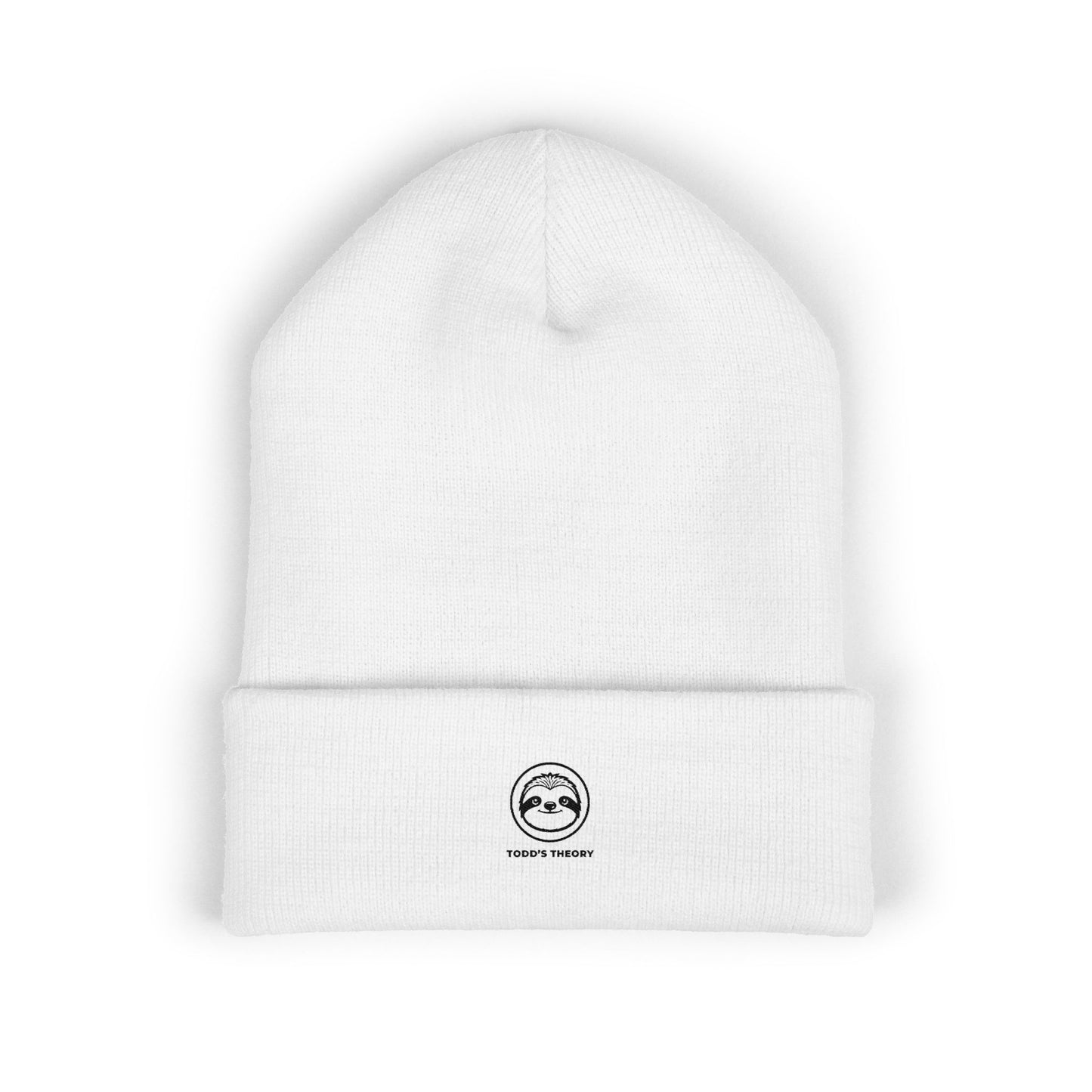 Embroidered Cuffed Beanie – Minimal Sloth Logo Knit Winter Hat