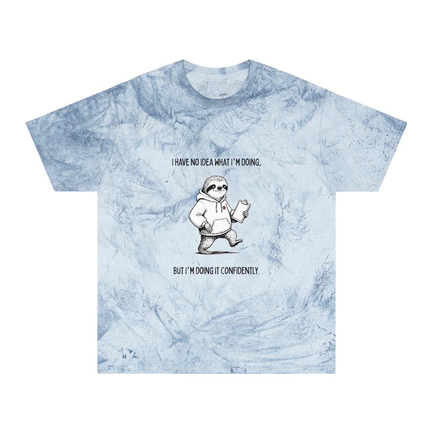 Unisex Funny Graphic Tee– Sloth Quote Tee (Garment-Dyed Marbled Wash)