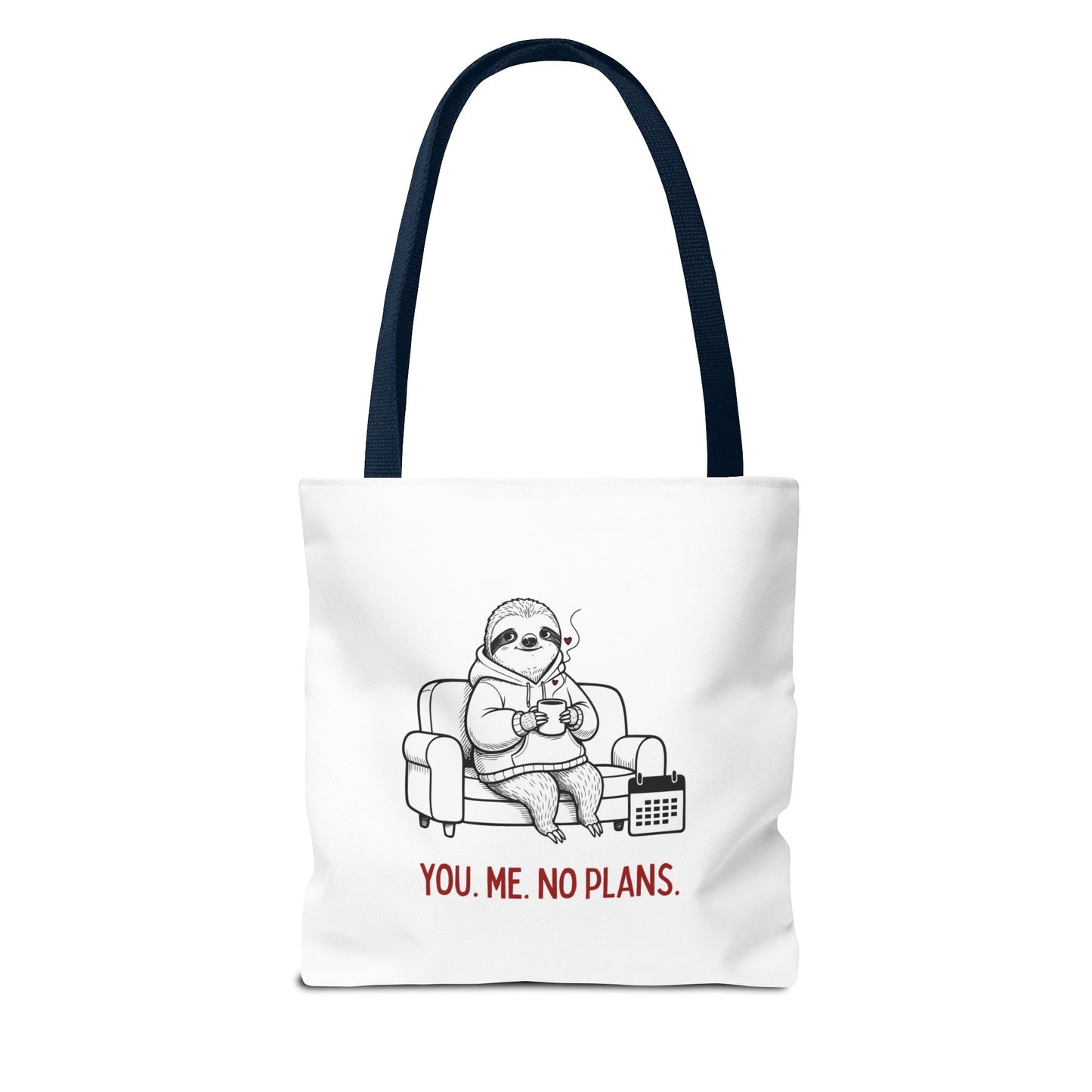Funny Valentine’s Day Gift Tote Bag “You. Me. No Plans.” | Sloth Tote for Introverts